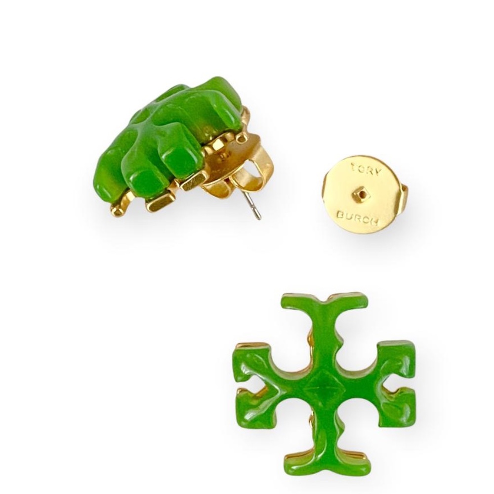 NEW Tory Burch Roxanne Azure Jade Green Large Stud Earrings